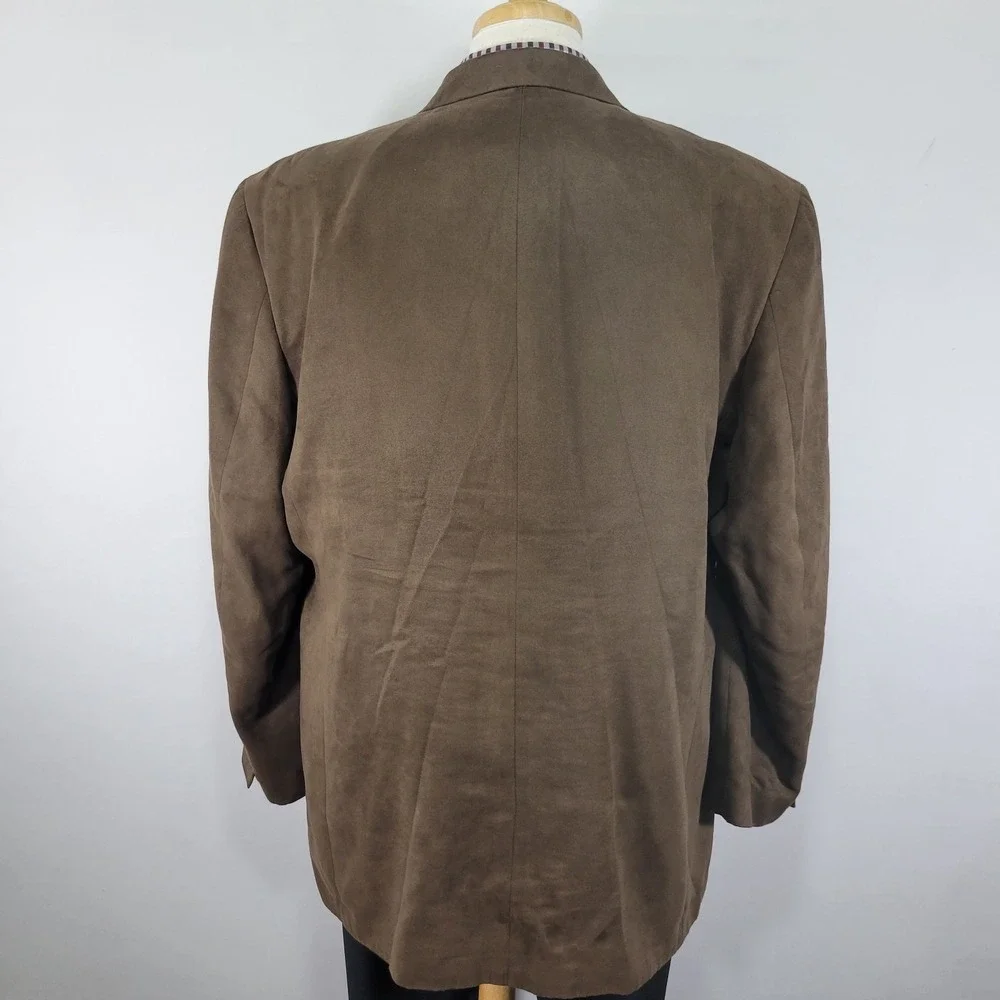 Chaps Men's Sport‎ Coat Blazer Three Button Brown Suede Polyester Size 46L